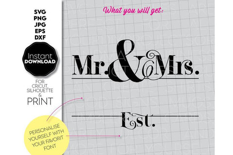 Wedding Monogram Sign | Mr and Mrs Shirt SVG | Just Married Sign PNG SVG March Design Studio 