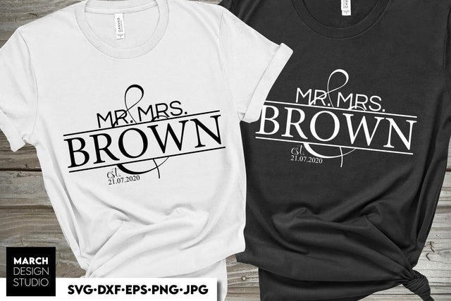 Wedding Monogram Sign | Mr and Mrs Shirt SVG | Just Married Sign PNG SVG March Design Studio 