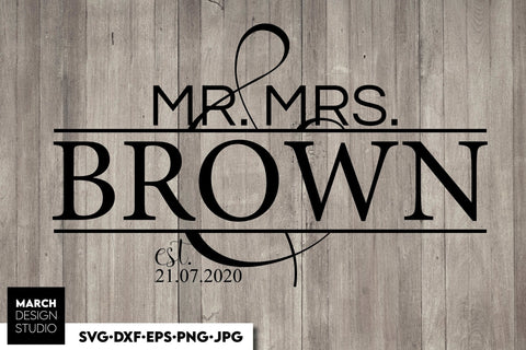Wedding Monogram Sign | Mr and Mrs Shirt SVG | Just Married Sign PNG SVG March Design Studio 