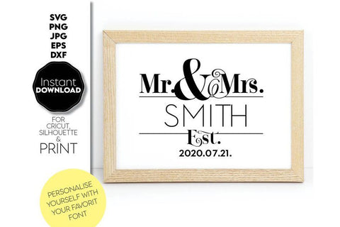 Wedding Monogram Sign | Mr and Mrs Shirt SVG | Just Married Sign PNG SVG March Design Studio 