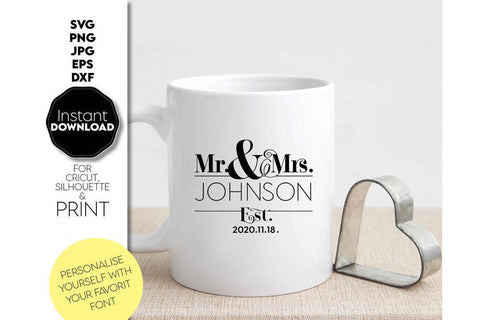 Wedding Monogram Sign | Mr and Mrs Shirt SVG | Just Married Sign PNG SVG March Design Studio 