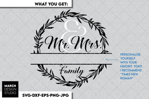 Wedding Monogram Sign | Mr and Mrs Shirt SVG | Just Married Sign PNG SVG March Design Studio 