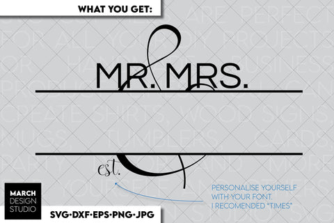 Wedding Monogram Sign | Mr and Mrs Shirt SVG | Just Married Sign PNG SVG March Design Studio 