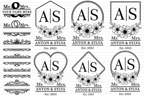 Wedding Monogram Svg Designs Bundle, Family Name Sign Svg SVG D2PUTRI, SVG BUNDLE, SUBLIMATION BUNDLE, T SHIRT DESIGNS BUNDLE 