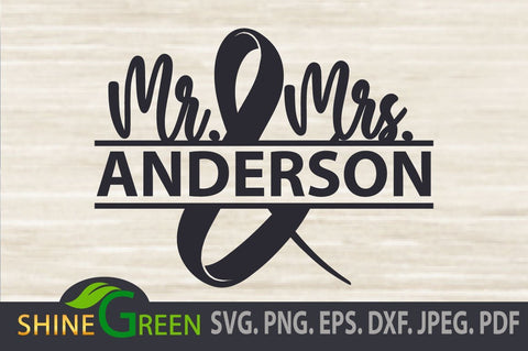 Wedding Monogram SVG DXF EPS PNG - Frame SVG Shine Green Art 