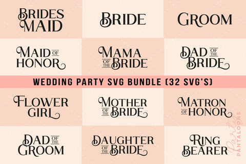 Wedding Party Bundle | 32 SVG's SVG Partypantaloons 