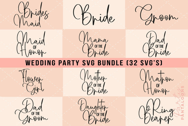 Wedding Party Bundle | 32 SVG's SVG Partypantaloons 