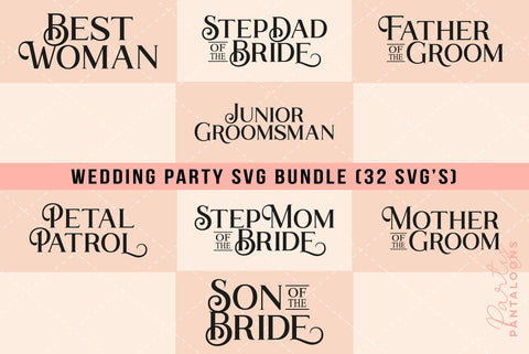Wedding Party Bundle | 32 SVG's SVG Partypantaloons 