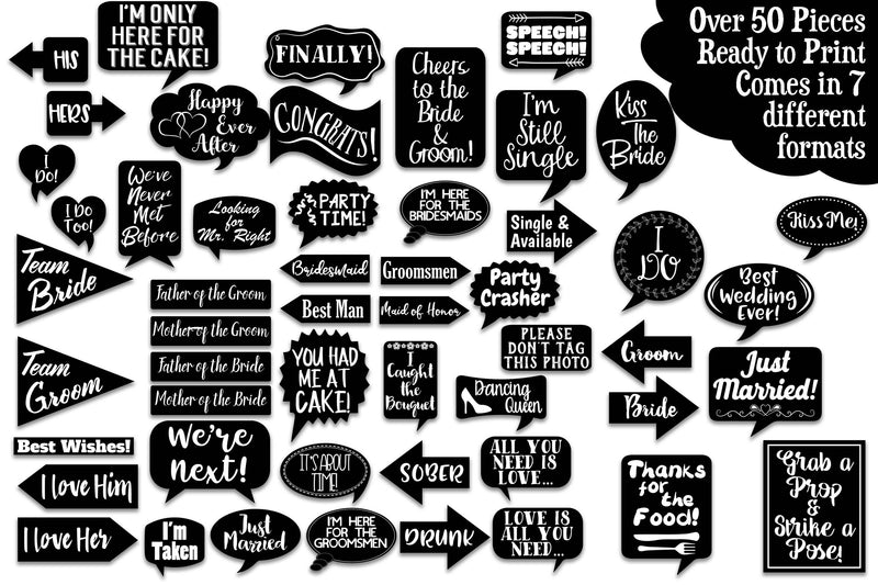 Wedding Photo Booth Props SVG Cut File Bundle - So Fontsy