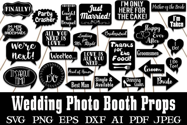 Wedding Photo Booth Props SVG Cut File Bundle SVG Old Market