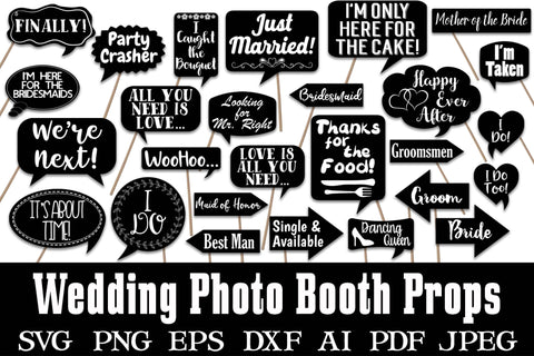 Wedding Photo Booth Props SVG Cut File Bundle SVG Old Market 