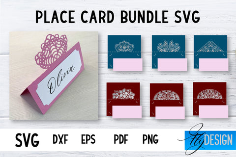 Wedding Place Card SVG Bundle | Lace Place SVG Card | Wedding SVG SVG Fly Design 