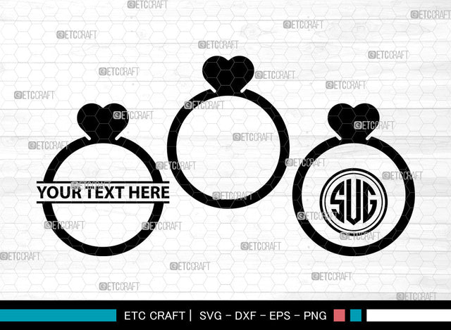 Wedding Ring Icons Monogram, Wedding Ring Svg, Ring Svg, Wedding Rings, Diamond Ring, Wedding Ring Monogram, Icon Monogram, Svg Cut File, Dxf, Eps, Png, SVG ETC Craft 