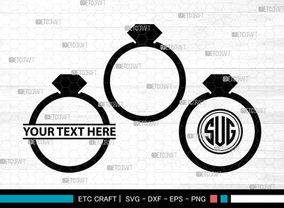 Wedding Ring Icons Monogram, Wedding Ring Svg, Ring Svg, Wedding Rings, Diamond Ring, Wedding Ring Monogram, Icon Monogram, Svg Cut File, Dxf, Eps, Png, SVG ETC Craft 
