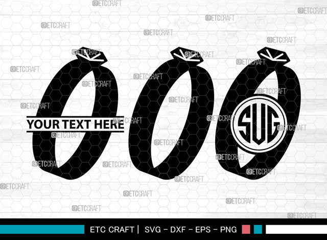 Wedding Ring Icons Monogram, Wedding Ring Svg, Ring Svg, Wedding Rings, Diamond Ring, Wedding Ring Monogram, Icon Monogram, Svg Cut File, Dxf, Eps, Png, SVG ETC Craft 
