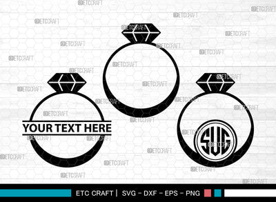 Wedding Ring Icons Monogram, Wedding Ring Svg, Ring Svg, Wedding Rings, Diamond Ring, Wedding Ring Monogram, Icon Monogram, Svg Cut File, Dxf, Eps, Png, SVG ETC Craft 