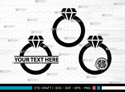 Wedding Ring Monogram, Wedding Ring Silhouette, Diamond Ring SVG, Ring Svg, Engagement Ring Svg, SB00220 SVG ETC Craft 