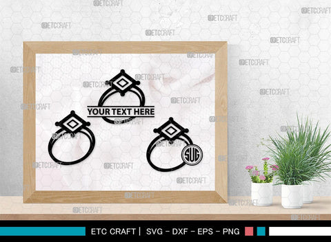 Wedding Ring Monogram, Wedding Ring Silhouette, Diamond Ring SVG, Ring Svg, Engagement Ring Svg, SB00220 SVG ETC Craft 