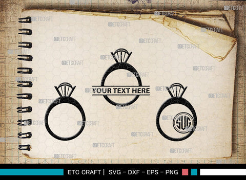 Wedding Ring Monogram, Wedding Ring Silhouette, Diamond Ring SVG, Ring Svg, Engagement Ring Svg, SB00220 SVG ETC Craft 