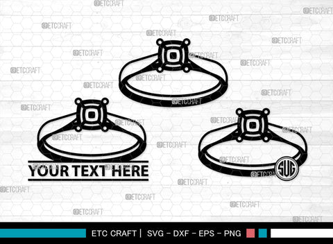 Wedding Ring Monogram, Wedding Ring Silhouette, Diamond Ring SVG, Ring Svg, Engagement Ring Svg, SB00220 SVG ETC Craft 