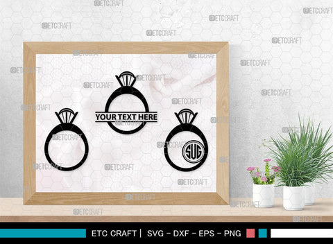 Wedding Ring Monogram, Wedding Ring Silhouette, Diamond Ring SVG, Ring Svg, Engagement Ring Svg, SB00220 SVG ETC Craft 