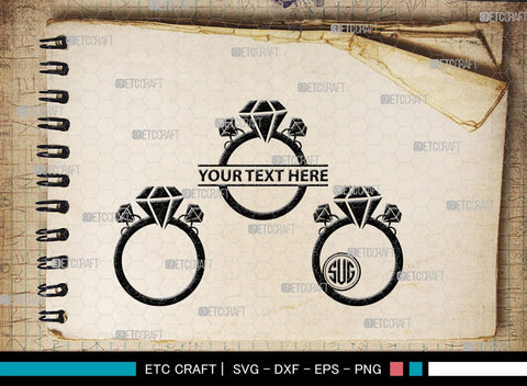 Wedding Ring Monogram, Wedding Ring Silhouette, Diamond Ring SVG, Ring Svg, Engagement Ring Svg, SB00220 SVG ETC Craft 