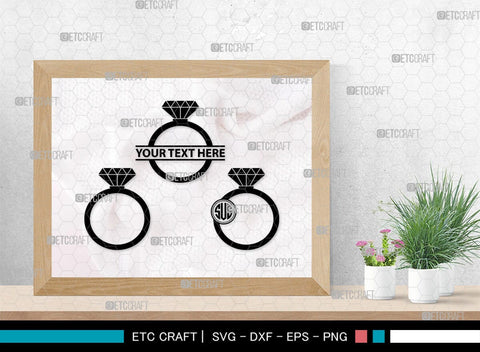 Wedding Ring Monogram, Wedding Ring Silhouette, Diamond Ring SVG, Ring Svg, Engagement Ring Svg, SB00220 SVG ETC Craft 
