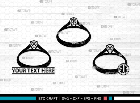 Wedding Ring Monogram, Wedding Ring Silhouette, Diamond Ring SVG, Ring Svg, Engagement Ring Svg, SB00220 SVG ETC Craft 