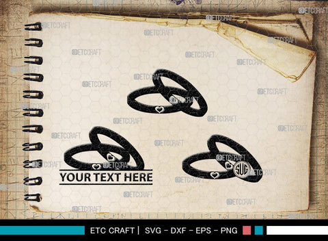 Wedding Ring Monogram, Wedding Ring Silhouette, Diamond Ring SVG, Ring Svg, Engagement Ring Svg, SB00220 SVG ETC Craft 