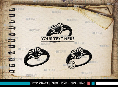 Wedding Ring Monogram, Wedding Ring Silhouette, Diamond Ring SVG, Ring Svg, Engagement Ring Svg, SB00220 SVG ETC Craft 