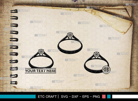 Wedding Ring Monogram, Wedding Ring Silhouette, Diamond Ring SVG, Ring Svg, Engagement Ring Svg, SB00220 SVG ETC Craft 