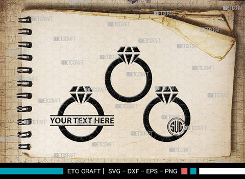 Wedding Ring Monogram, Wedding Ring Silhouette, Diamond Ring SVG, Ring Svg, Engagement Ring Svg, SB00220 SVG ETC Craft 