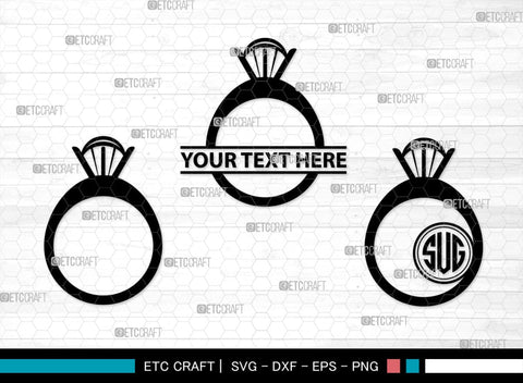 Wedding Ring Monogram, Wedding Ring Silhouette, Diamond Ring SVG, Ring Svg, Engagement Ring Svg, SB00220 SVG ETC Craft 