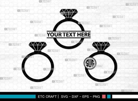 Wedding Ring Monogram, Wedding Ring Silhouette, Diamond Ring SVG, Ring Svg, Engagement Ring Svg, SB00220 SVG ETC Craft 