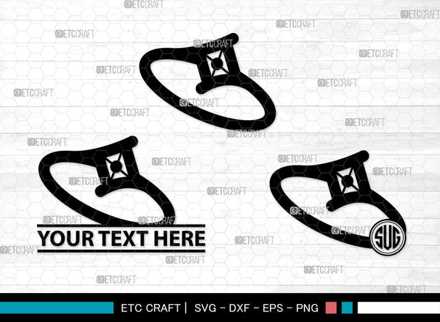 Wedding Ring Monogram, Wedding Ring Silhouette, Diamond Ring SVG, Ring Svg, Engagement Ring Svg, SB00220 SVG ETC Craft 