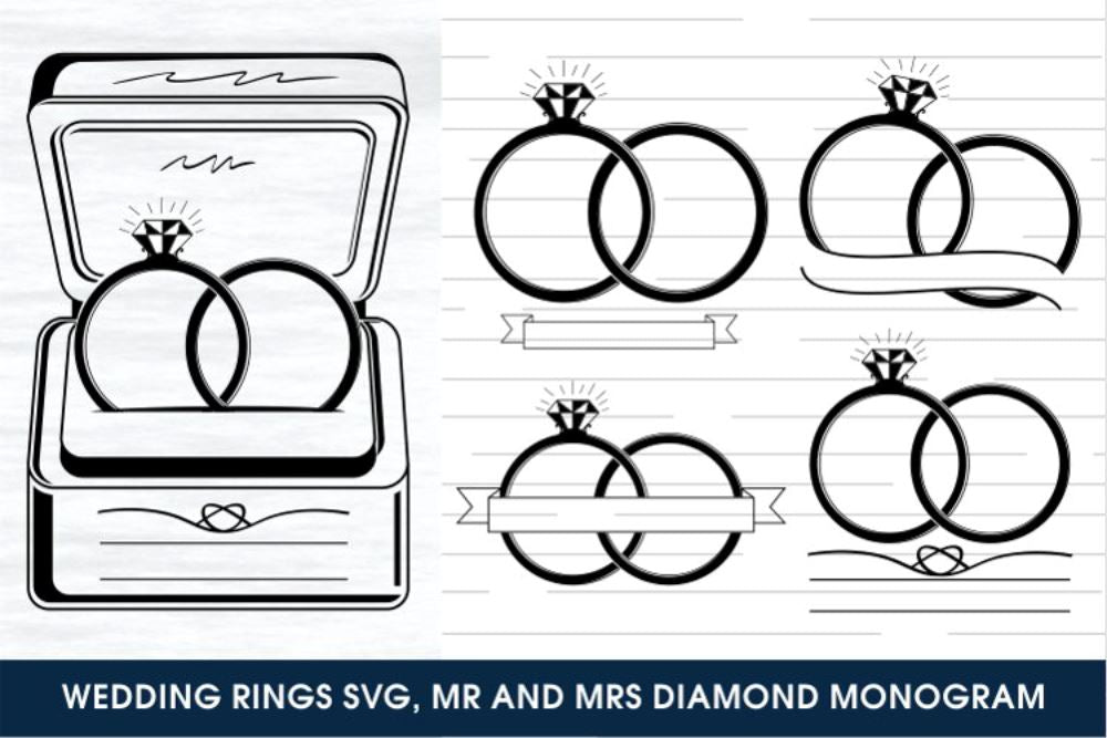 Wedding Ring SVG Bundle, Wedding Rings SVG, Wedding Ring Split Monogram ...