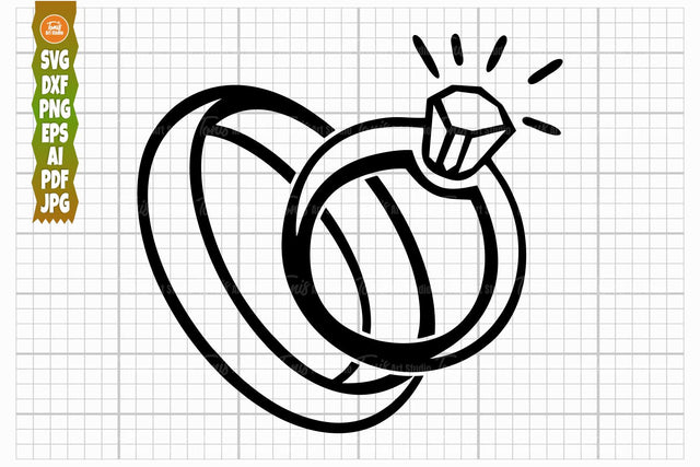 Wedding Rings Svg, Diamond Ring Svg, Mr and Mrs Svg, Ring Outline Svg SVG TonisArtStudio 