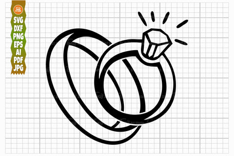 Wedding Rings Svg, Diamond Ring Svg, Mr and Mrs Svg, Ring Outline Svg SVG TonisArtStudio 
