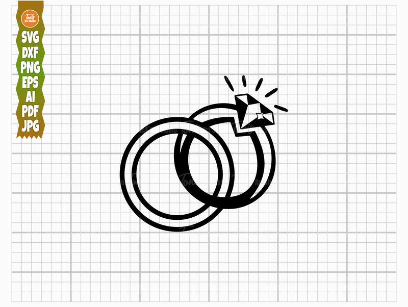 Wedding Rings SVG PNG DXF, Diamond Ring Svg, Engagement Svg, Wedding B ...