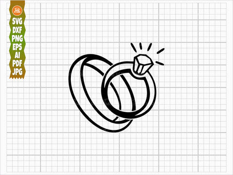 Wedding Rings SVG PNG DXF, Diamond Ring Svg, Engagement Svg, Wedding Bands Svg, Cut Files, Outline Vector, Monogram Svg, Rings Silhouette SVG TonisArtStudio 