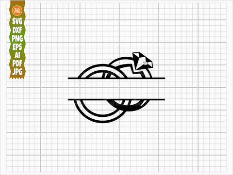 Wedding Rings SVG PNG DXF, Diamond Ring Svg, Engagement Svg, Wedding Bands Svg, Cut Files, Outline Vector, Monogram Svg, Rings Silhouette SVG TonisArtStudio 