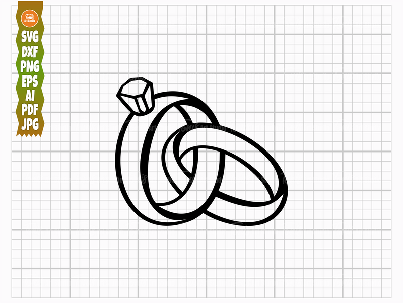 Wedding Rings SVG PNG DXF, Diamond Ring Svg, Engagement Svg, Wedding B ...