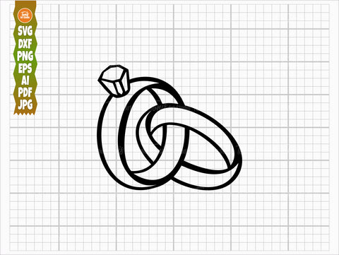 Wedding Rings SVG PNG DXF, Diamond Ring Svg, Engagement Svg, Wedding Bands Svg, Cut Files, Outline Vector, Monogram Svg, Rings Silhouette SVG TonisArtStudio 