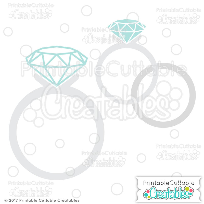 Wedding Rings SVG Printable Cuttable Creatables 