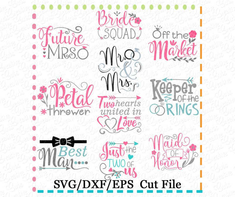 Wedding Sentiments Cut File Set Creative Appliques 