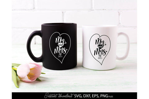 Wedding Shirts | Mr and Mrs Mug SVG | Just Married PNG SVG March Design Studio 