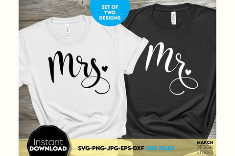 Wedding Shirts | Mr and Mrs Shirt SVG | Just Married PNG SVG March Design Studio 