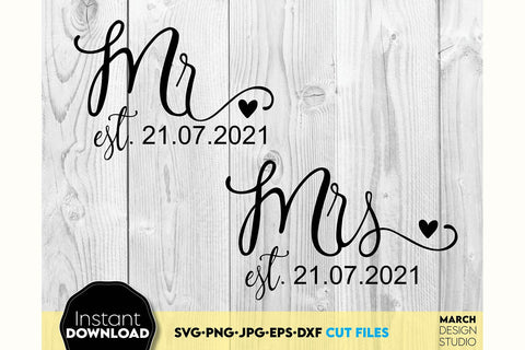 Wedding Shirts | Mr and Mrs Shirt SVG | Just Married PNG SVG March Design Studio 