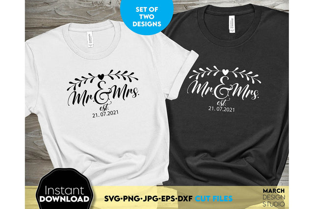 Wedding Shirts | Mr and Mrs Shirt SVG | Just Married PNG SVG March Design Studio 