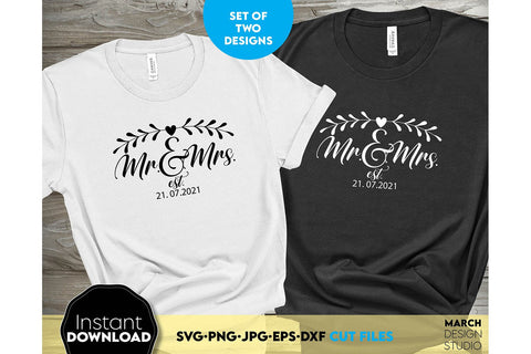 Wedding Shirts | Mr and Mrs Shirt SVG | Just Married PNG SVG March Design Studio 